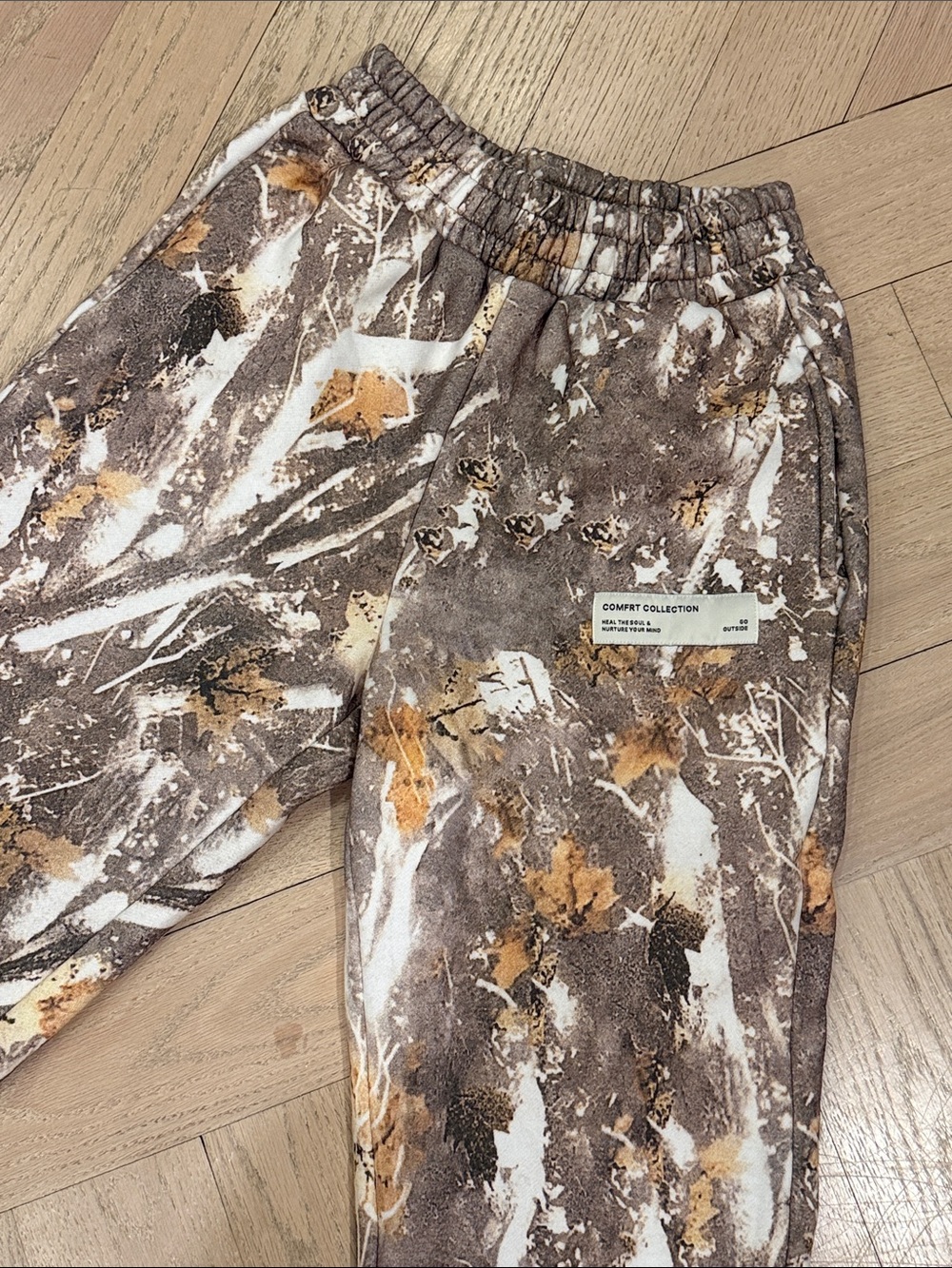 Abstract Paint-Print Joggers in Brown/White/Orange